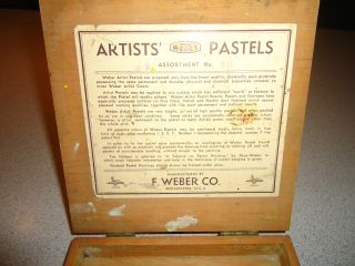 Vintage ✰ Weber Co.  Artist Pastel Colors Empty Wooden Box W/ Cool Clasp Hook photo