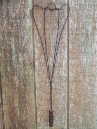Late 1800 ' S Antique Primitive Wire & Wood Rug Beater + Receipt Nyc photo