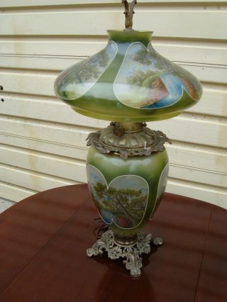 51194 Antique Gone With The Wind Table Banquet Lamp Rare Find photo