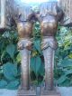 Matched Pair 19c Venetian Carved Walnut Figural Satyr Salvage Elements Carved Figures photo 9