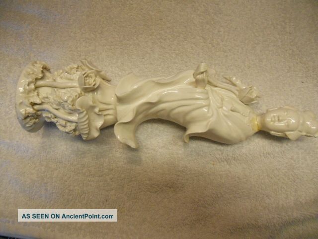 Signed White Porcelain Buddha Blanc De Chine Guan Yin Figurines photo