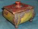 Antique Treen Tramp Folk Art Hand Made Painted Wood Box Poinsettia Christmas Boxes photo 2