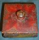 Antique Treen Tramp Folk Art Hand Made Painted Wood Box Poinsettia Christmas Boxes photo 3