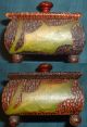 Antique Treen Tramp Folk Art Hand Made Painted Wood Box Poinsettia Christmas Boxes photo 5