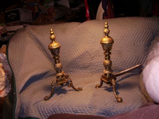 Fine Quality Chippendale Ball Claw Brass Virginia Metalcrafters Style Andirons photo