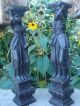Matched Pair 19c Flemish Carved Oak Figural Maidens Salvage Elements Carved Figures photo 7