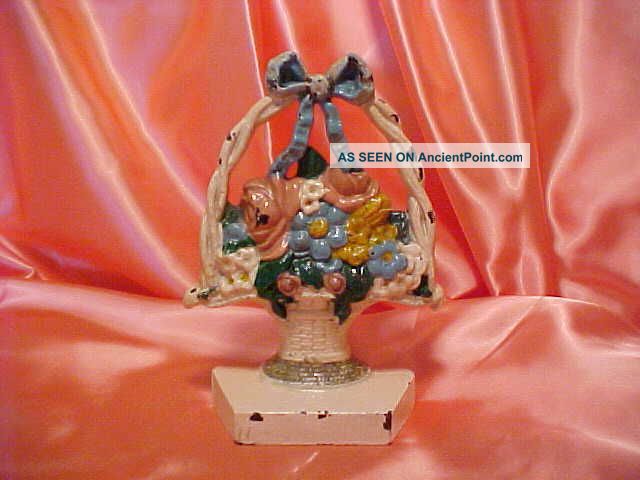 Rare Greenblatt Studio Cast Iron Floral Basket Doorstop Metalware photo
