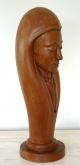 Vintage Solid Indigenous Wood Sculpture Women ' S Face,  Serene,  C.  1950s Carved Figures photo 3
