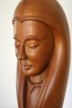 Vintage Solid Indigenous Wood Sculpture Women ' S Face,  Serene,  C.  1950s Carved Figures photo 5