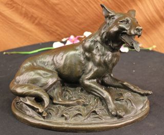 Vintage Bronze German Shepard Dog Statue Sculpture Figure Figurine Animal Pet photo