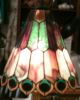 Antique Slag Glass Peacock Motif Vibrant Colors Wood Column Lamp Rare 31h Lamps photo 2