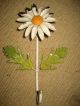Antique Tole Daisy Flower Wall Hook Chippy Made In Italy 7 