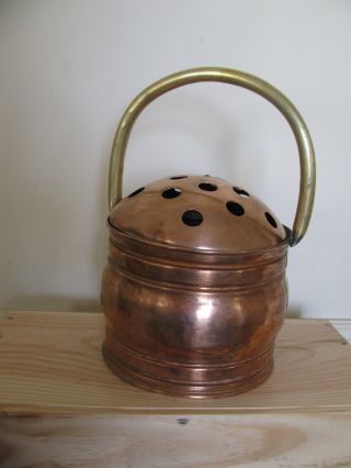 Rare Antique French Copper Round Hand Warmer Shape photo