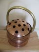Rare Antique French Copper Round Hand Warmer Shape Metalware photo 1