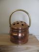 Rare Antique French Copper Round Hand Warmer Shape Metalware photo 2