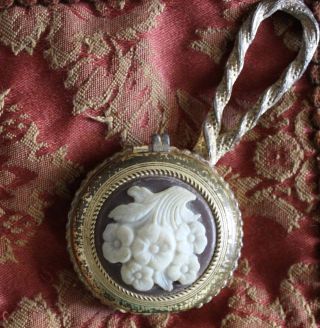 Antique Gold Plated Hand Mirror With Make - Up photo