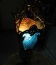 Antique Lantern Top Table Lamp Multi - Colored Stained Glass Panel Brass/bronze Lamps photo 8