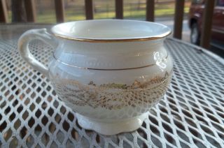 Antique Fine Porcelain Sugar Bowl Very Old On Bottom Natural Crackling photo