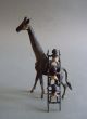 Antique Austrian Cold Painted Bronze Black Americana Giraffe W/boys Fig Metalware photo 2