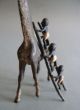 Antique Austrian Cold Painted Bronze Black Americana Giraffe W/boys Fig Metalware photo 4