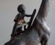 Antique Austrian Cold Painted Bronze Black Americana Giraffe W/boys Fig Metalware photo 6