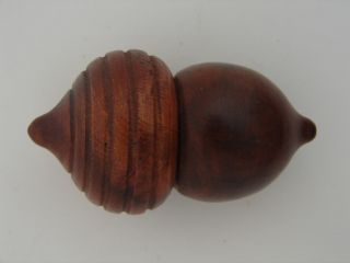 Antique Treenware Carved Figural Snuff Box / Shaped As Acorn photo