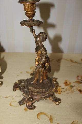 Gilded Bronze Gorgeous Lady Candleholder Nr photo