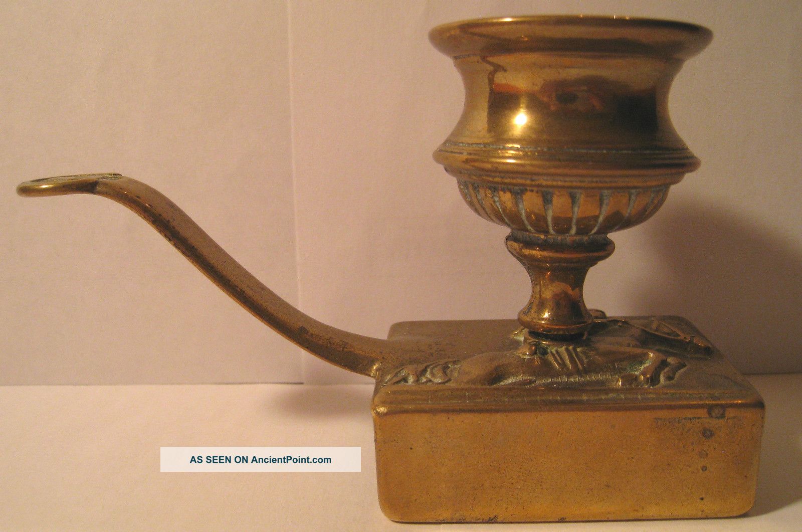 Rare Art Nouveau Equestrian Hand Made Heavy Solid Brass Candle Match Box Holder Metalware photo