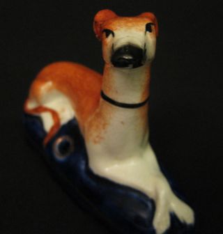 Pair Of Antique Staffordshire Whippet Pen Holders photo