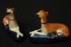 Pair Of Antique Staffordshire Whippet Pen Holders Figurines photo 2