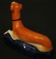 Pair Of Antique Staffordshire Whippet Pen Holders Figurines photo 3