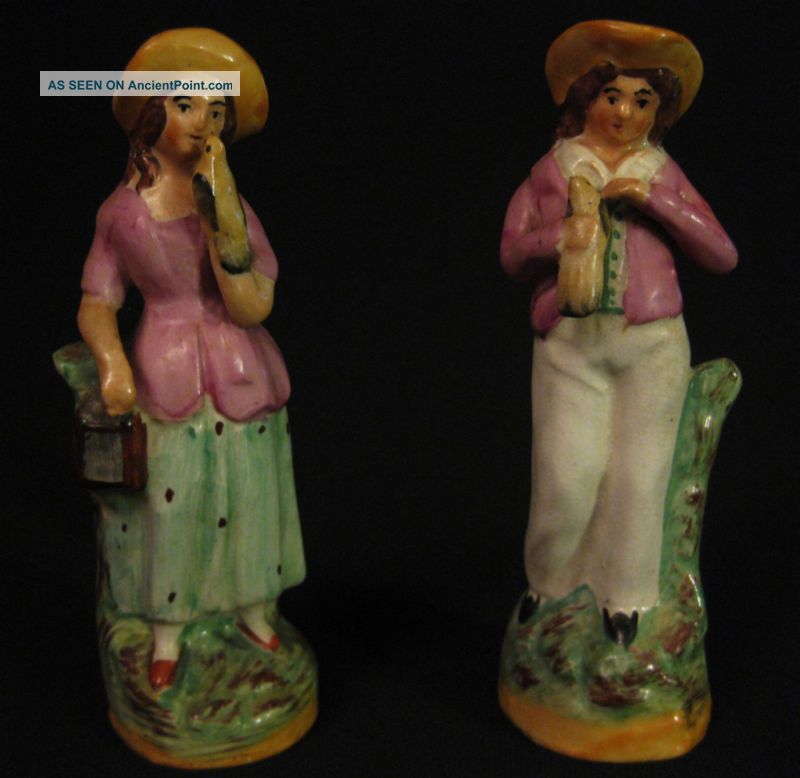 Antique Figurine Couple With Birds Figurines photo