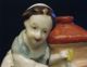 Antique Ceramic Match Holder - Young Woman Gardener Figurines photo 1