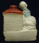 Antique Ceramic Match Holder - Young Woman Gardener Figurines photo 4