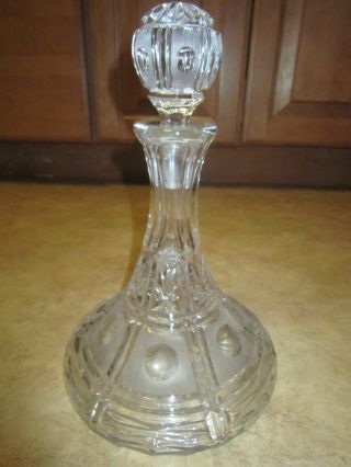 Spectacular Anitique Crystal Glass Decanter,  Frosted,  Optic Coin, photo