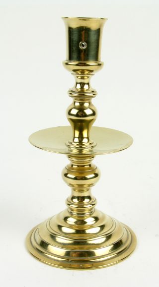 Splendid Antique 17thc Dutch Brass Panel Candlestick Candle Holder photo