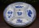 Antique Blue & White Porcelain 5 Dish Sweet Meat Relish Service Silverplate Tray Platters & Trays photo 1