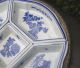 Antique Blue & White Porcelain 5 Dish Sweet Meat Relish Service Silverplate Tray Platters & Trays photo 5