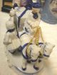 Dark Blue White Colonial Coach Lady & Footman Figurine Figurines photo 2
