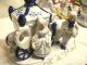 Dark Blue White Colonial Coach Lady & Footman Figurine Figurines photo 3