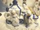 Dark Blue White Colonial Coach Lady & Footman Figurine Figurines photo 4
