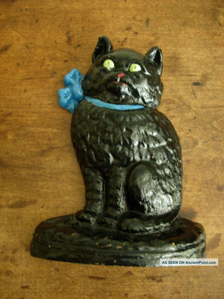 Antique Cast Iron Black Cat Doorstop Hubley?? Metalware photo