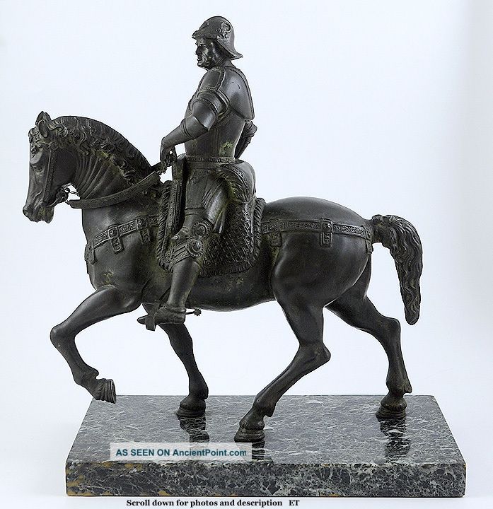 Heavy Bronze Equestrian Statue Bartolomeo Colleoni Late 1800s/early 1900s Metalware photo