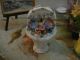 Miniature Antique Porcelain Basket With Flowers Signed Vase Dollhouse Doll Figurines photo 1