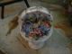 Miniature Antique Porcelain Basket With Flowers Signed Vase Dollhouse Doll Figurines photo 3