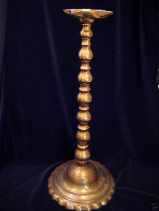 Antique Signed 19th C Tall Bronze Oil Lamp Candleholder photo