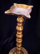 Antique Signed 19th C Tall Bronze Oil Lamp Candleholder Metalware photo 6