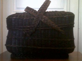 Rare Antique C 1870 France French Napoleon Iii Wicker Basket 