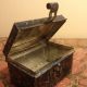 Primitive Antique Miniature Metal Tin Tolebox Pail Handpainted 19th C Document Metalware photo 5