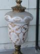 Antique Carl Falkenstein White/gold Embellished Floral Motif Opaline Lamp 42in Lamps photo 2